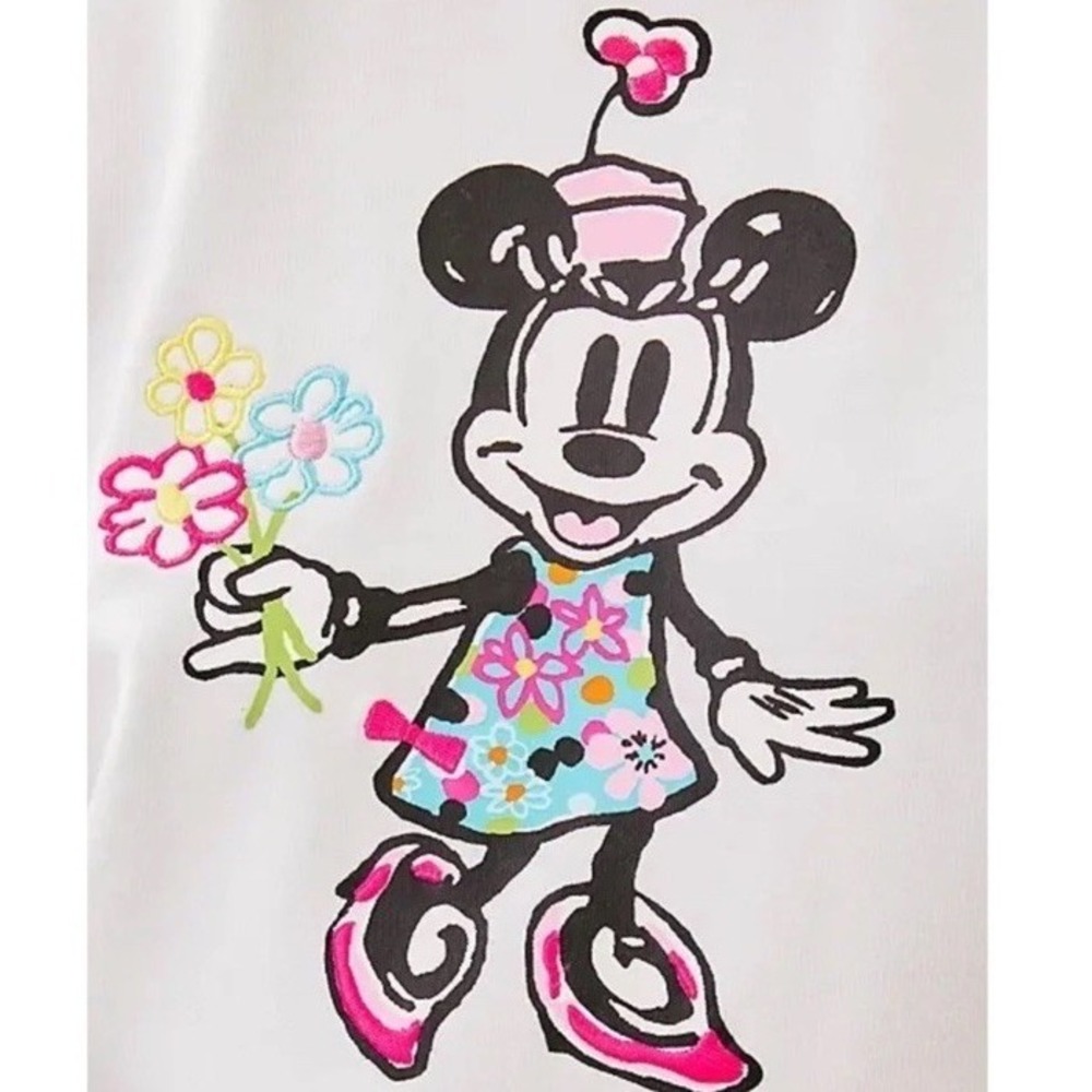 Disney Lilly Pulitzer Hearts Mini Ballad Kids SweatShirt L Minnie Mouse Floral - Picture 2 of 4